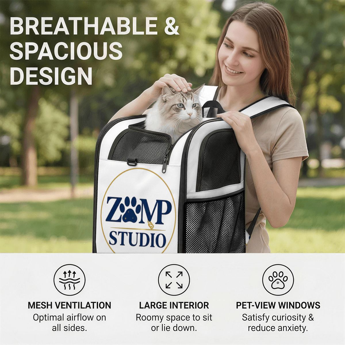 Zaino Trasportino Personalizzato per Animali – Ventilato e Confortevole