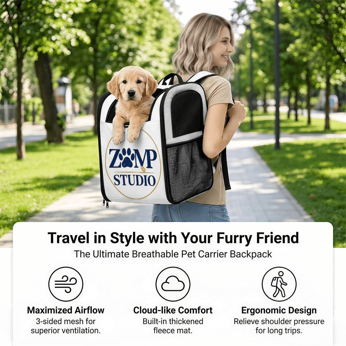 Zaino Trasportino Personalizzato per Animali – Ventilato e Confortevole